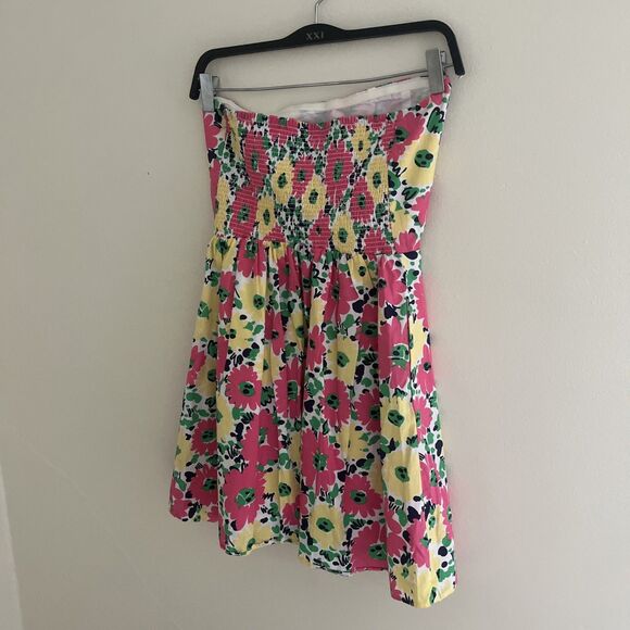 LILY PULITZER Strapless Floral Doodle Bug Daisy Dress, Pink/White/Yellow- Sz 8 - Picture 8 of 9